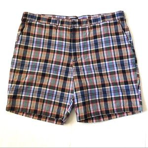 Lands End madras plaid shorts men’s 42 Traditional fit New England Preppy Golf